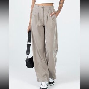 Princess Polly Archer Pants - Tan Pinstripe, size 8